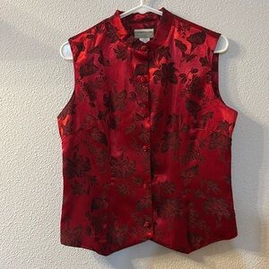 Coldwater Creek faux silk floral vest size 8